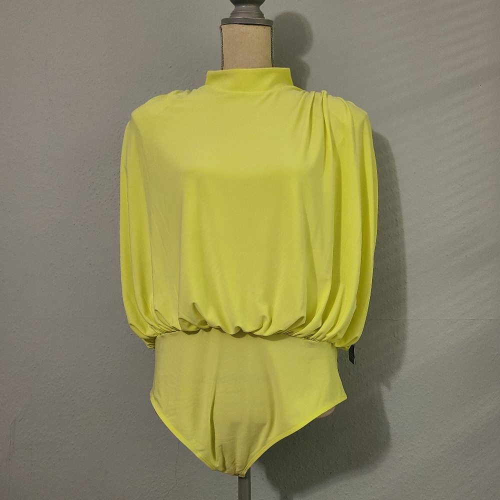Express Draped Mock Neck‎ Open Back Thong Bodysuit NWT Size XL